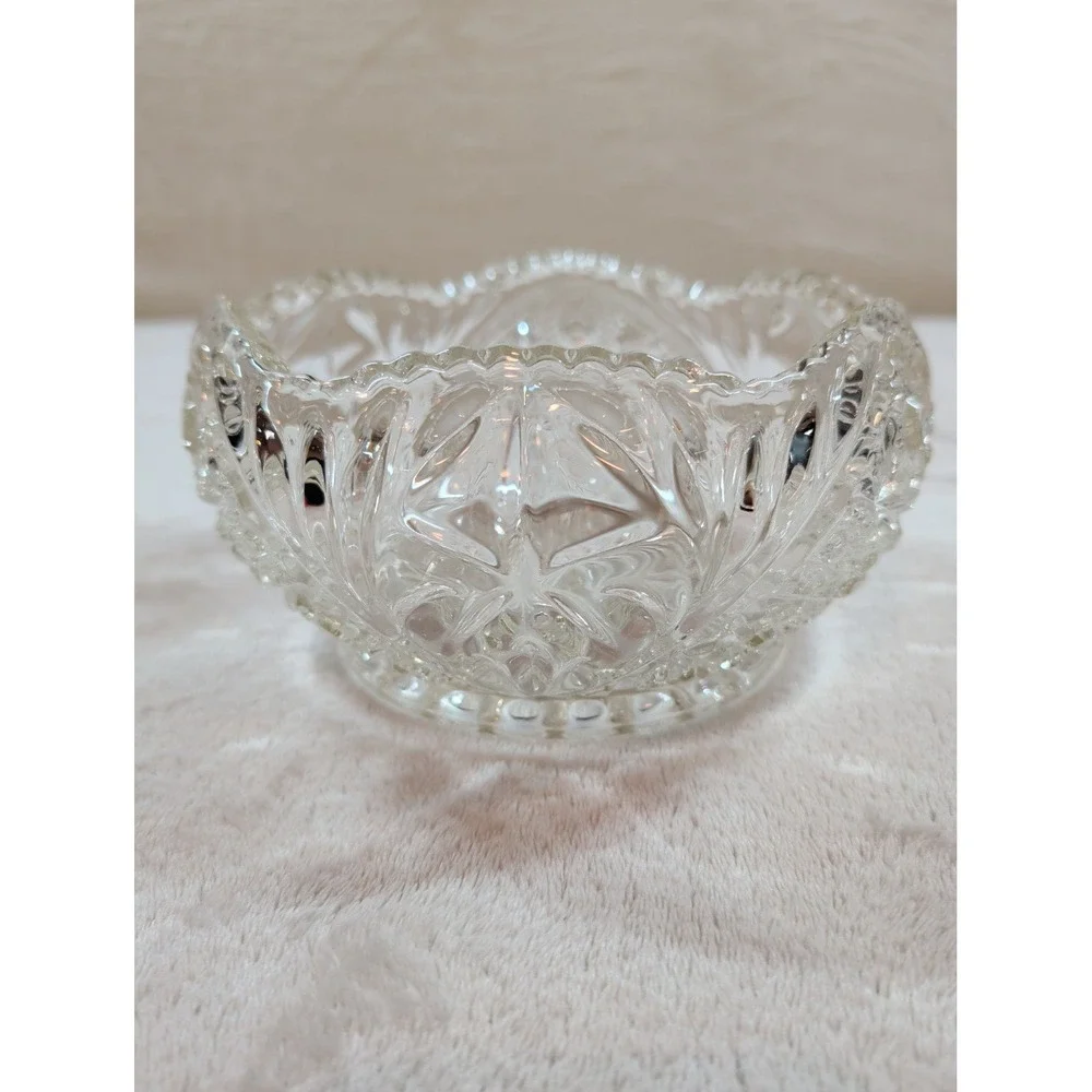 Antique EAPG Covered Glass Candy Dish Russian Pattern‎ Victorian Trinket